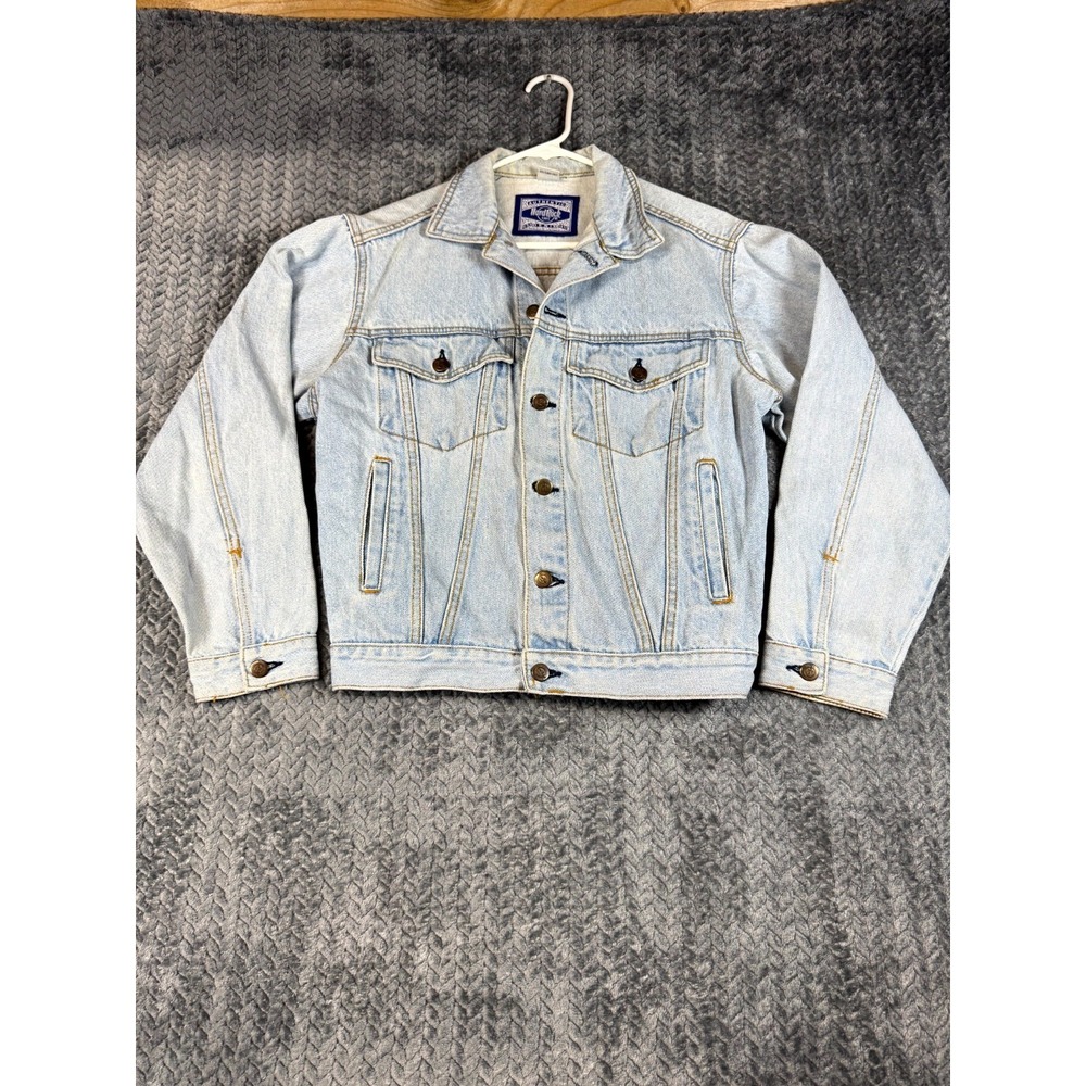 Hard Rock Cafe Trucker Jacket Womens XS Blue Denim Long Sleeve Button Front